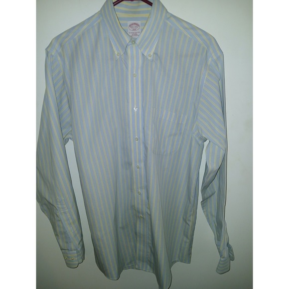 Brooks Brothers Other - Brooks Brothers Dress Shirt Men 15.5 4/5  Blue Yellow Striped Cotton Non Iron